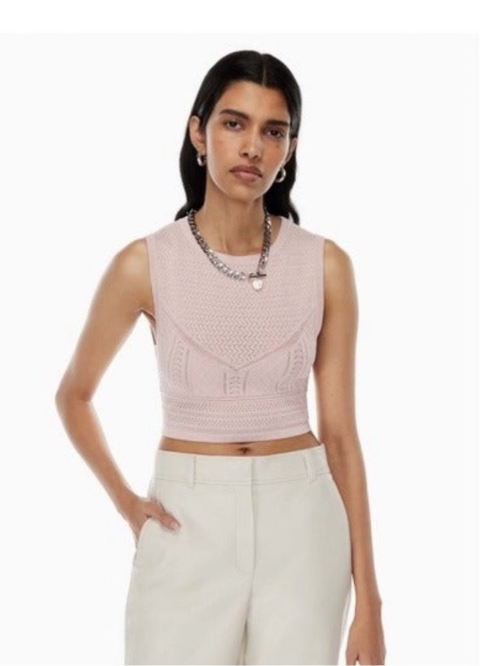 NWT Aritzia Babaton Pointelle Crop Tank Top